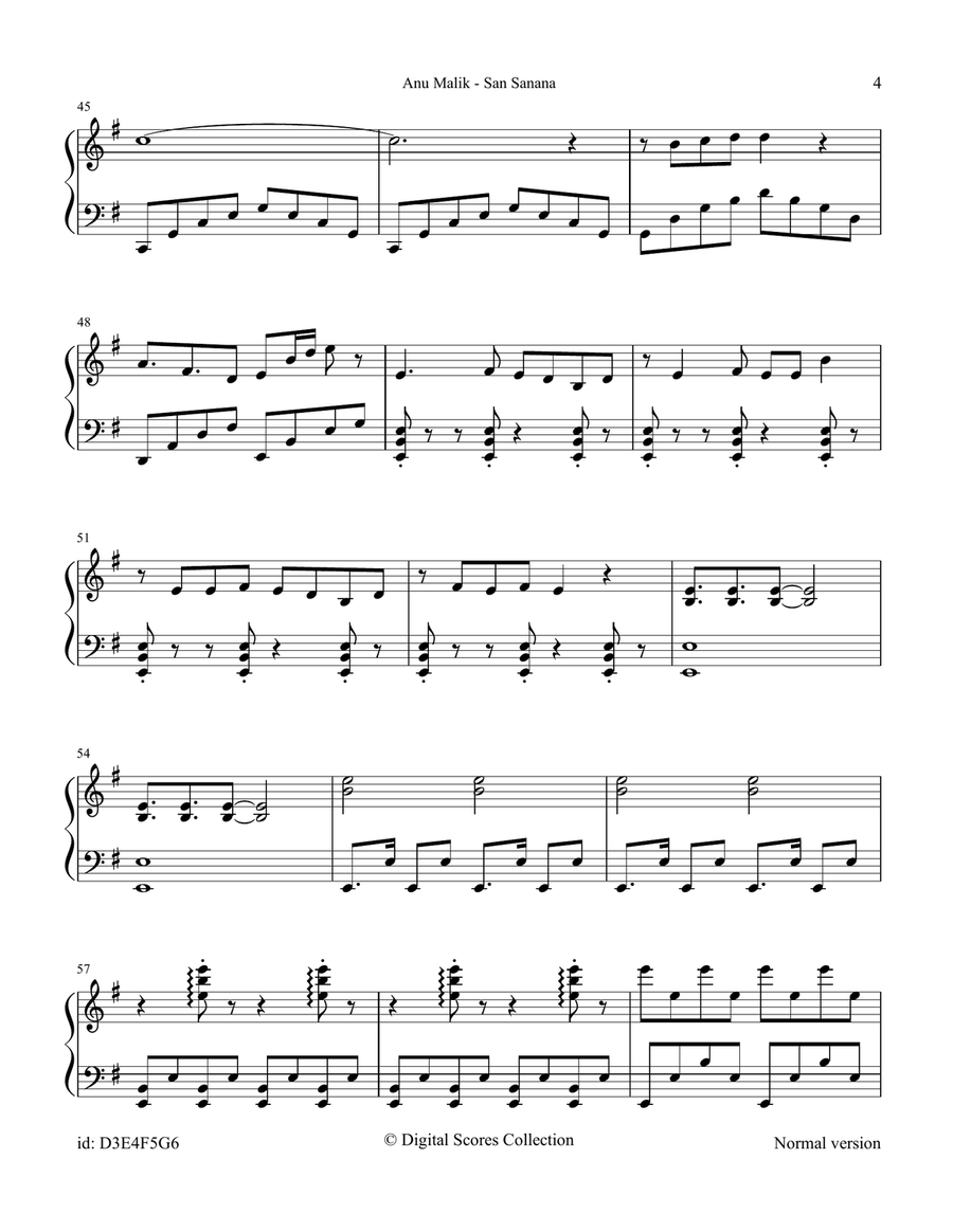 San Sanana Sana San Sanana Sana Piano Solo scores gallery preview page 4