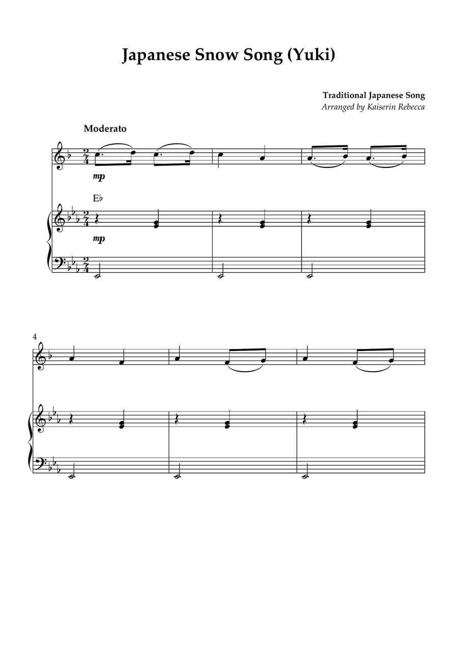 Japanese Snow Song (Yuki) B-Flat Trumpet scores gallery preview page 1