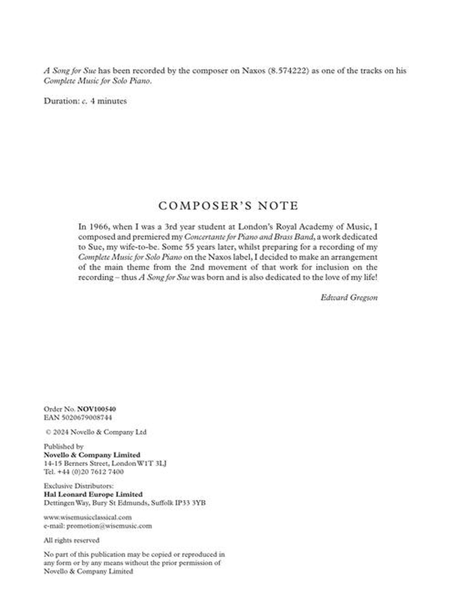 A Song for Sue A Song for Sue Piano Solo scores gallery preview page 3