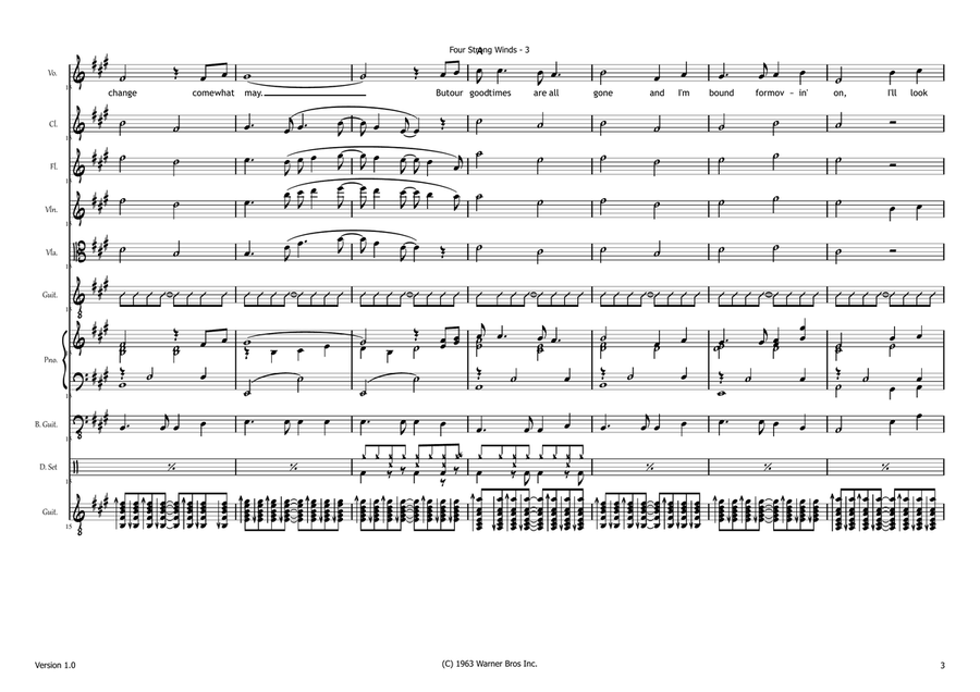 Four Strong Winds in Key of A Major A Cappella scores gallery preview page 3