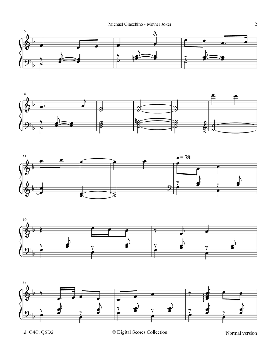 Mother Joker Mother Joker Piano Solo scores gallery preview page 2