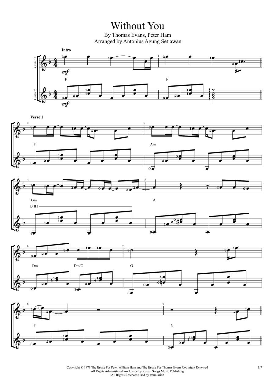 Without You Acoustic Guitar scores gallery preview page 1