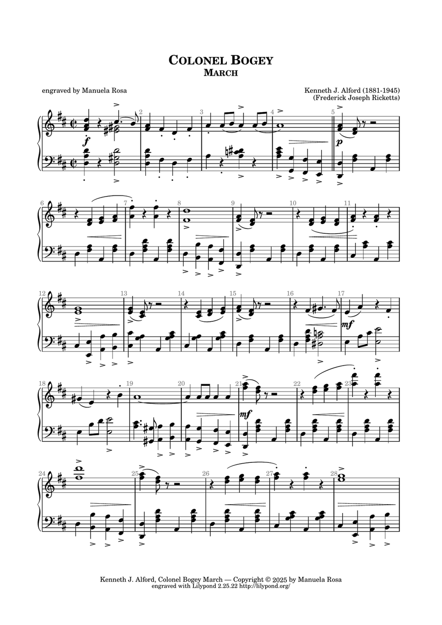 Colonel Bogey March Piano Method scores gallery preview page 1