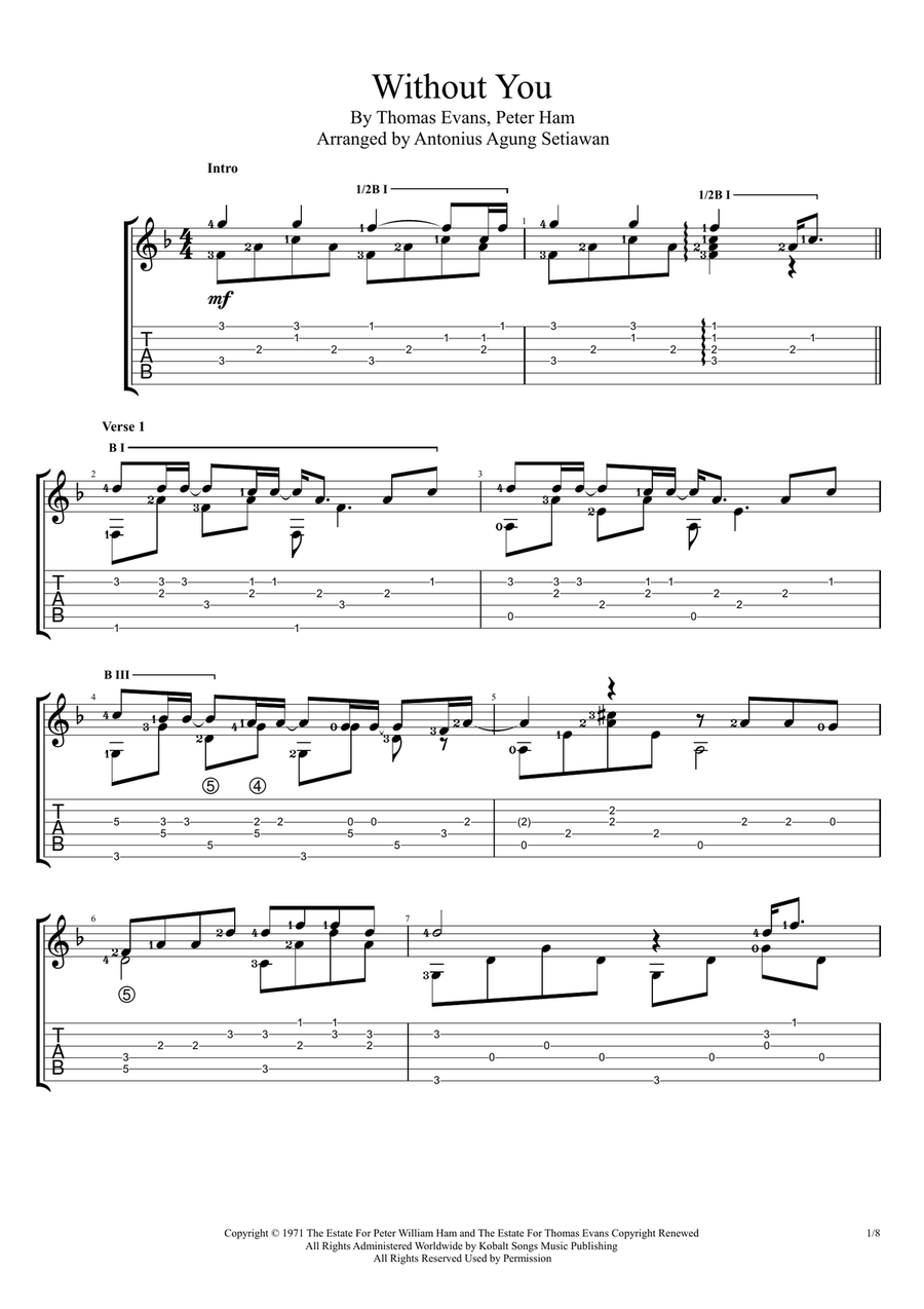 Without You Acoustic Guitar scores gallery preview page 1