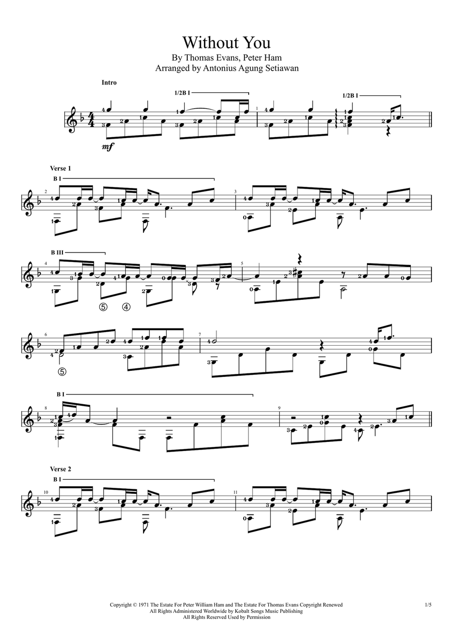 Without You Without You Acoustic Guitar scores gallery preview page 1