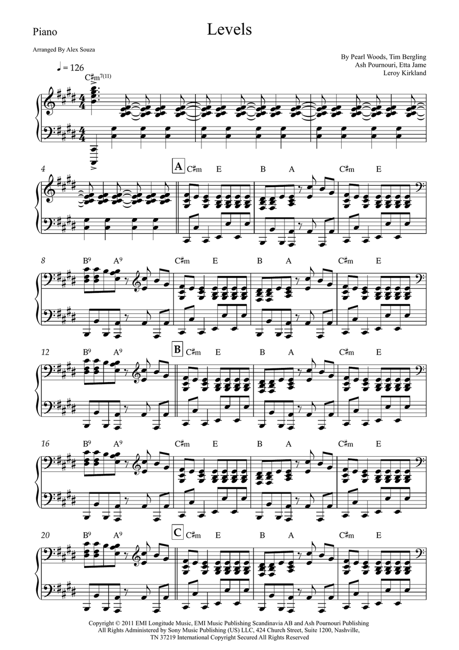 Levels Levels Easy Piano scores gallery preview page 1
