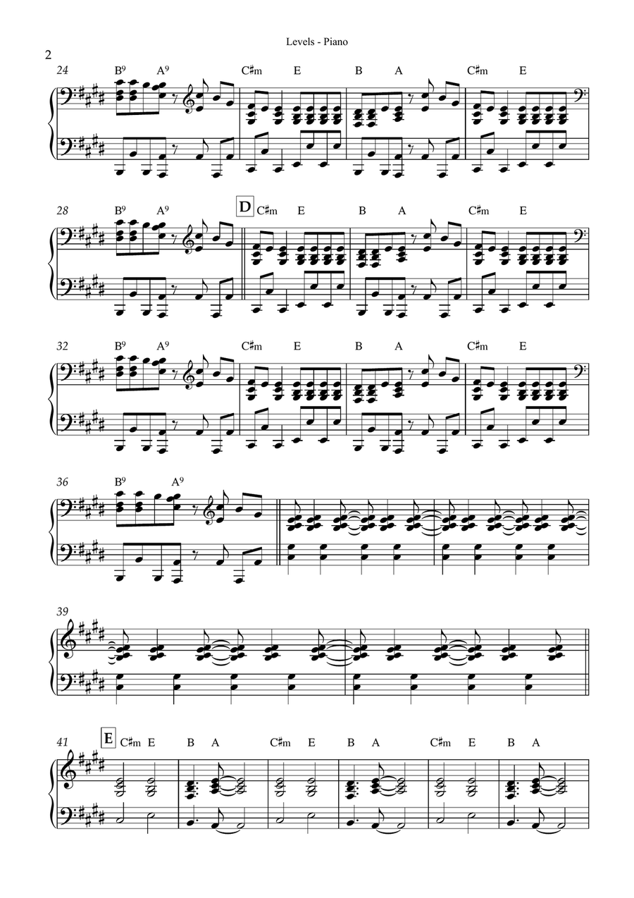 Levels Levels Easy Piano scores gallery preview page 2