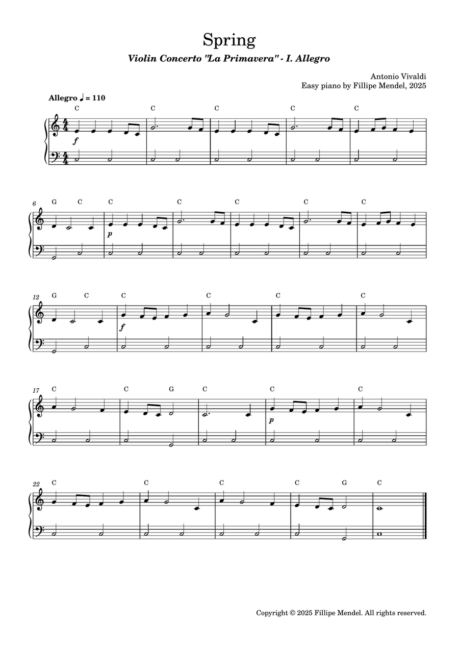 Vivaldi - Spring from Violin Concerto "La Primavera" - I. Allegro Violin Solo scores gallery preview page 1