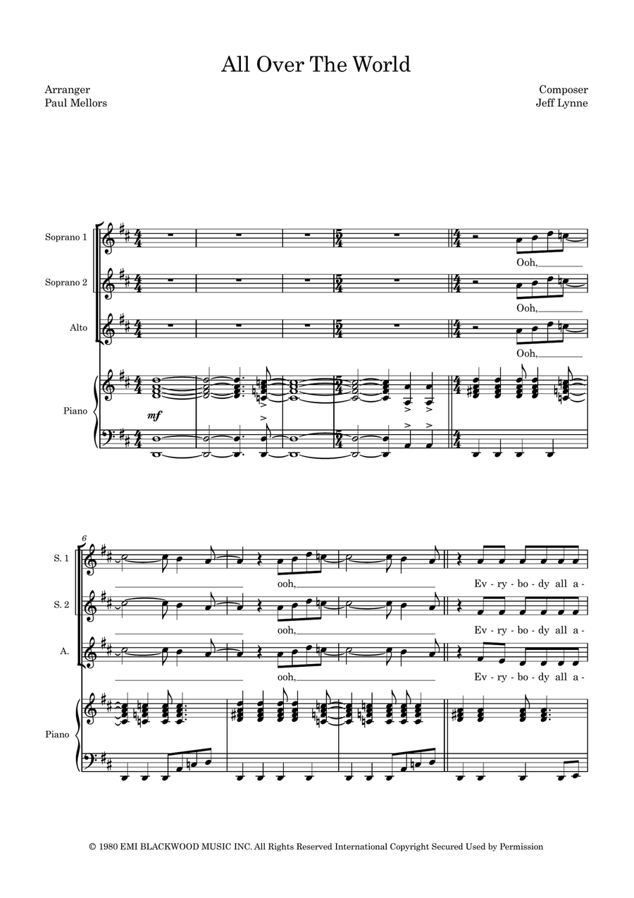 All Over The World All Over The World SSA scores gallery preview page 1