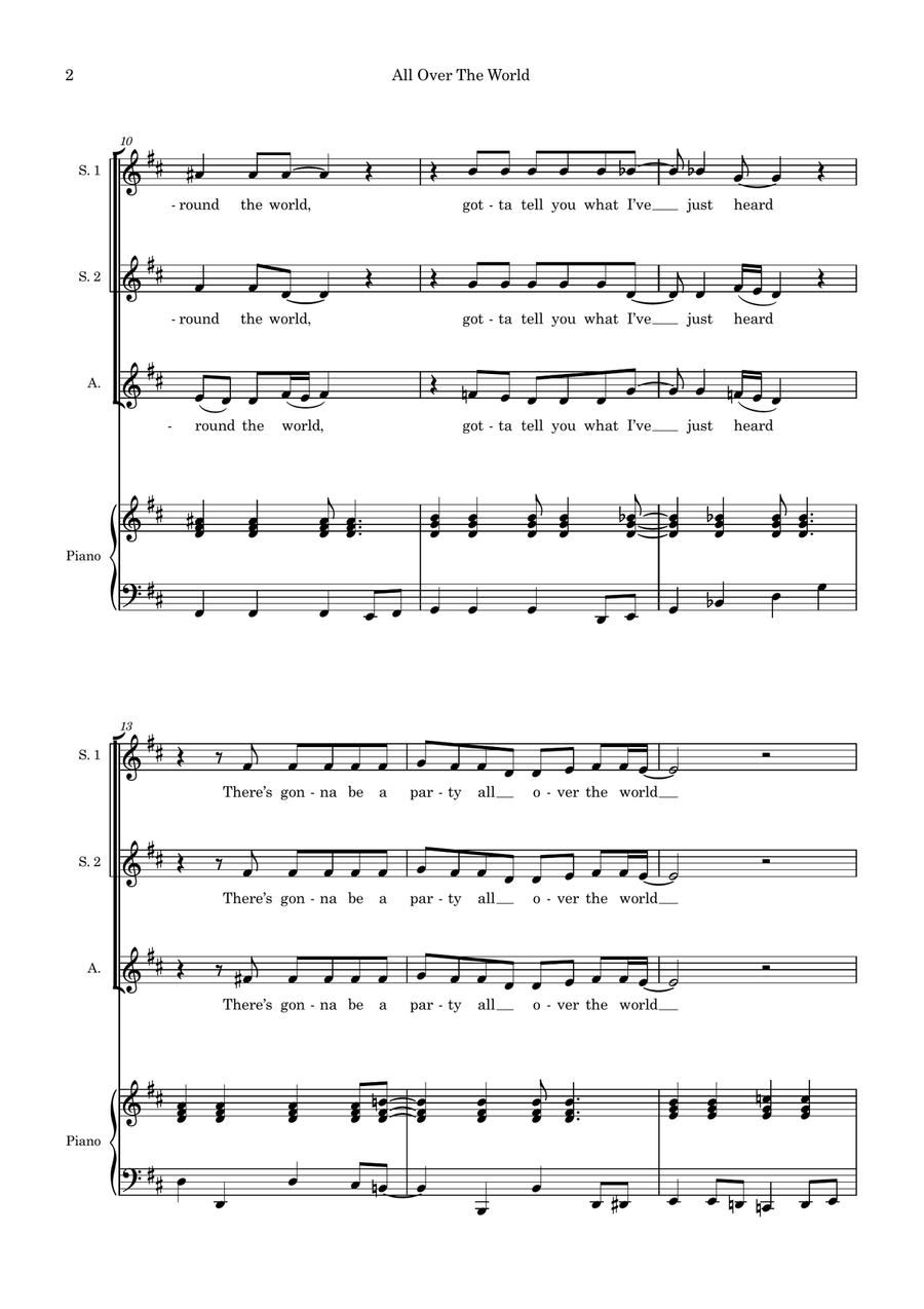 All Over The World All Over The World SSA scores gallery preview page 2