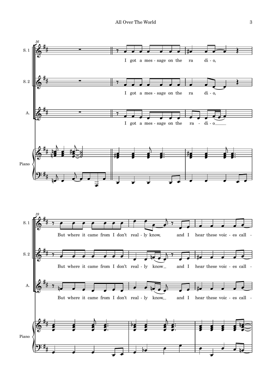 All Over The World All Over The World SSA scores gallery preview page 3