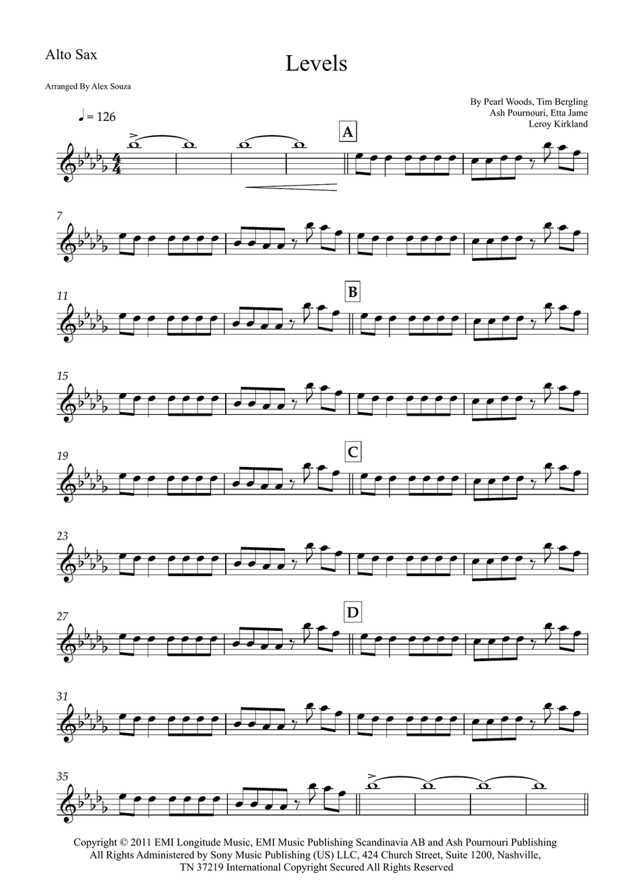 Levels Levels Alto Saxophone scores gallery preview page 1