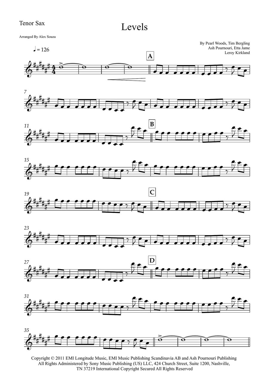 Levels Levels Tenor Saxophone scores gallery preview page 1