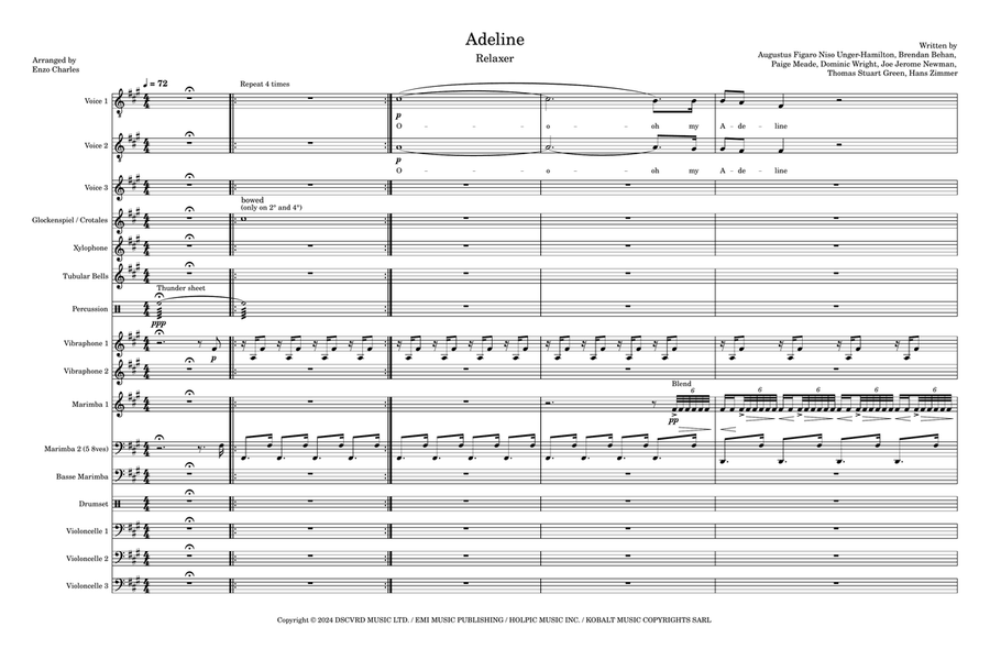 Adeline Adeline Percussion Ensemble scores gallery preview page 1