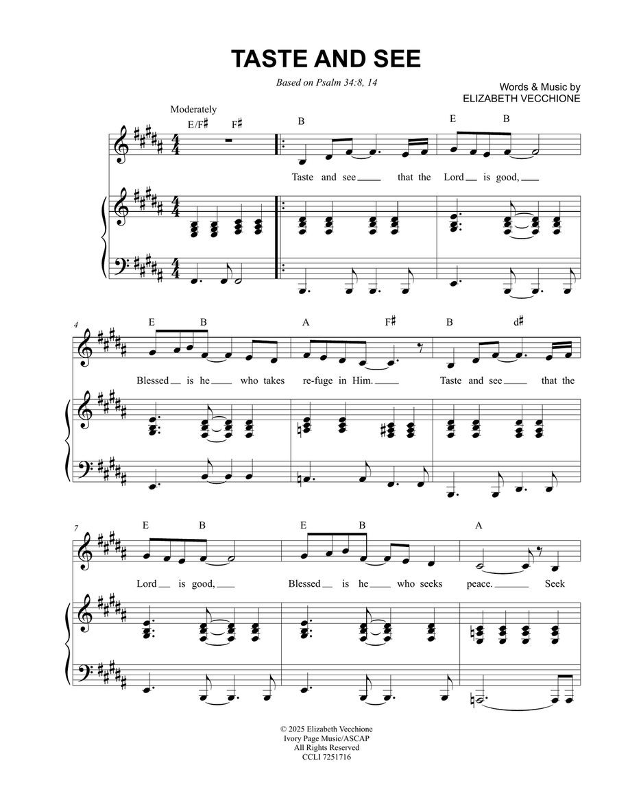 Taste and See Taste and See Piano, Vocal scores gallery preview page 2