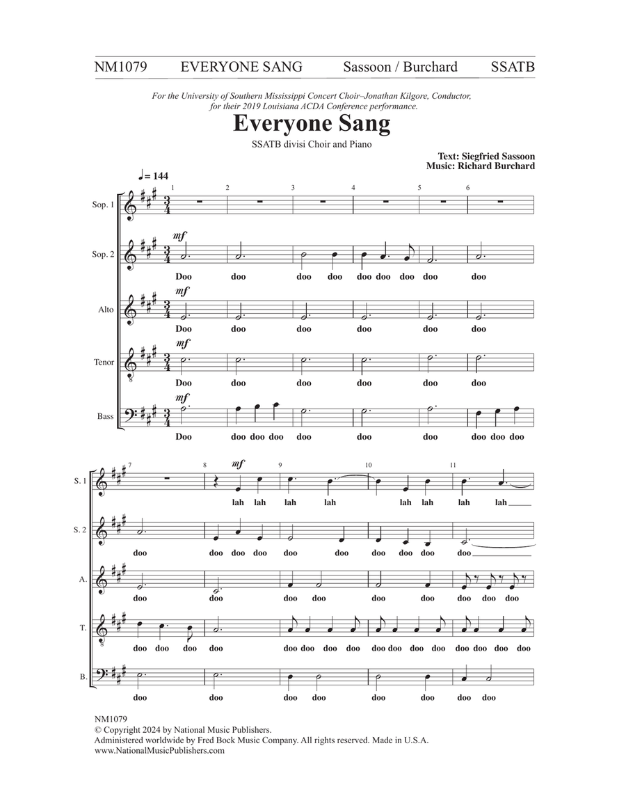 Everyone Sang SSATB scores gallery preview page 1