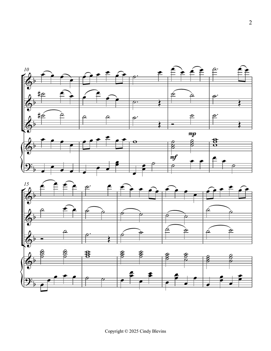 This Is My Father's World, for Three Flutes and Piano Small Ensemble scores gallery preview page 3