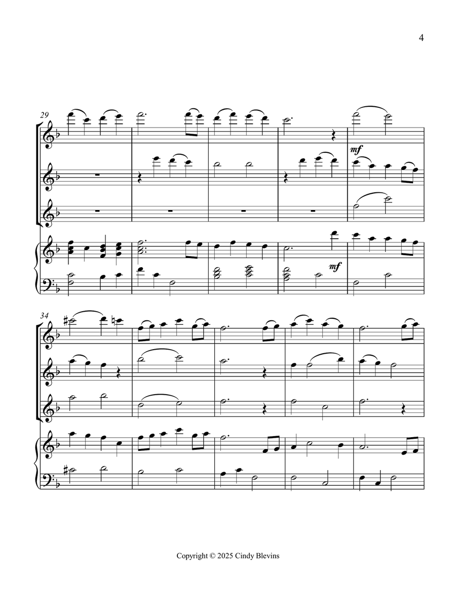 This Is My Father's World, for Three Flutes and Piano Small Ensemble scores gallery preview page 5