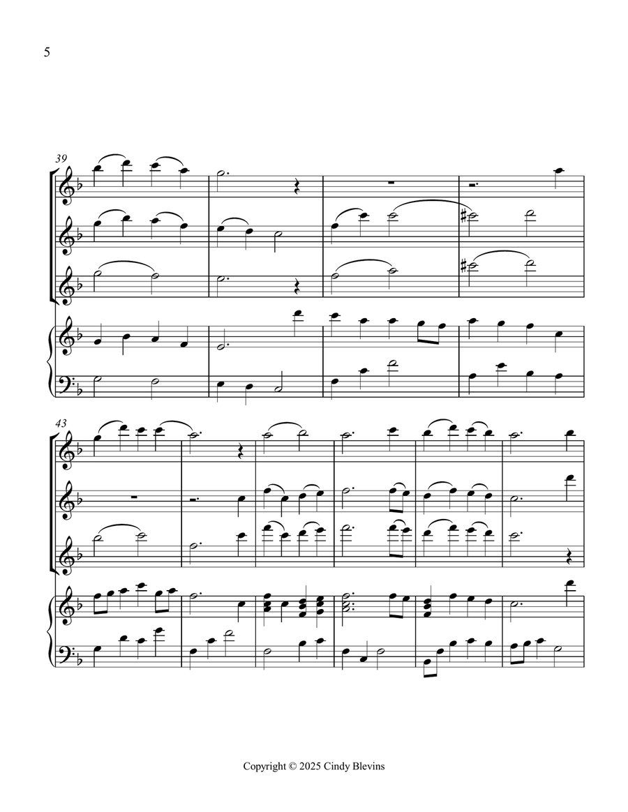 This Is My Father's World, for Three Flutes and Piano Small Ensemble scores gallery preview page 6