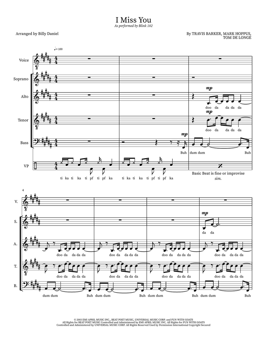 I Miss You I Miss You 4-Part scores gallery preview page 1