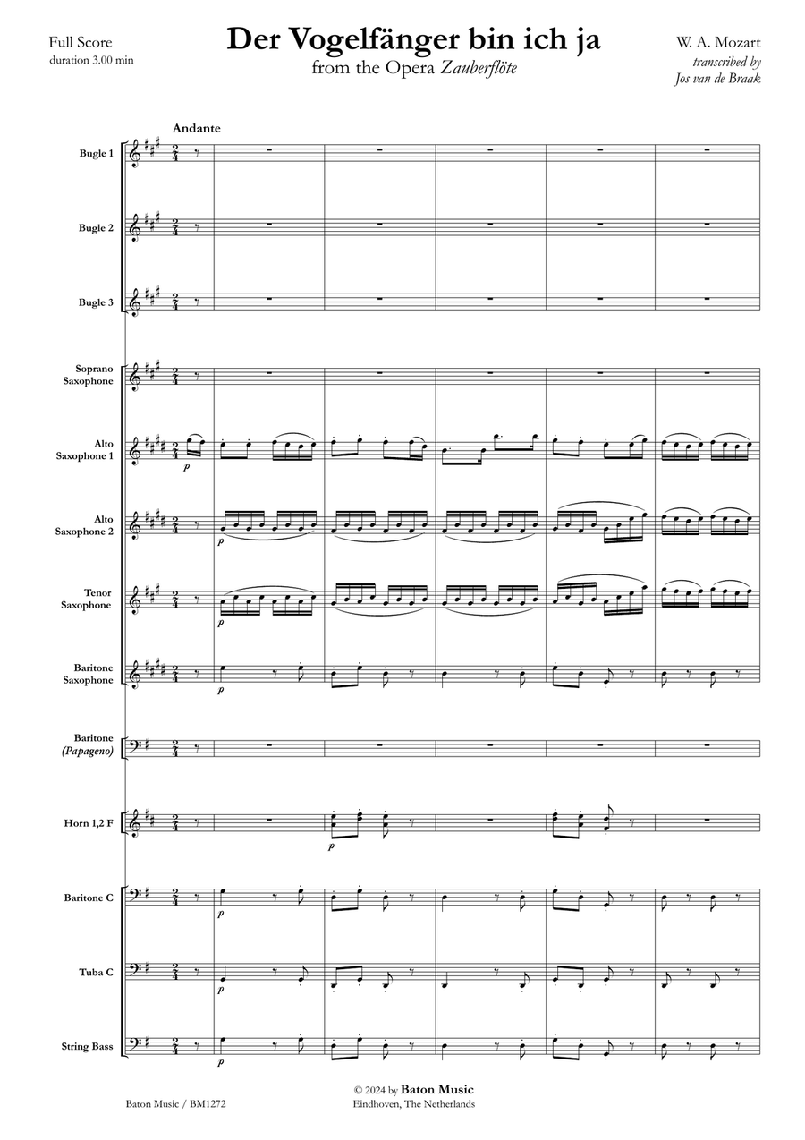 Der Vogelfänger bin ich ja (Fanfare) Fanfare Band scores gallery preview page 2