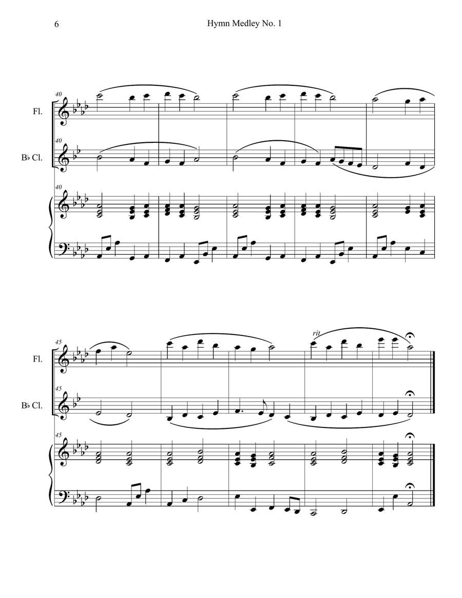 Hymn Medley No. 1 (Flute and Clarinet Duet with Piano Accompaniment) Woodwind Duet scores gallery preview page 6