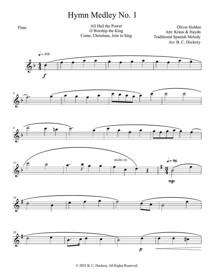 Hymn Medley No. 1 (Flute and Clarinet Duet) Woodwind Duet scores gallery preview page 4