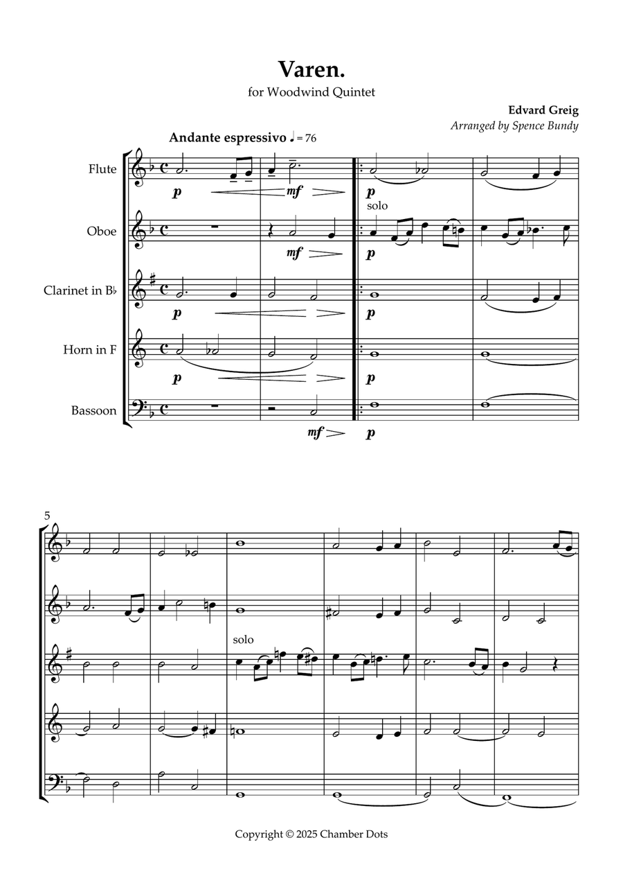 Varen. Varen. Woodwind Quintet scores gallery preview page 2