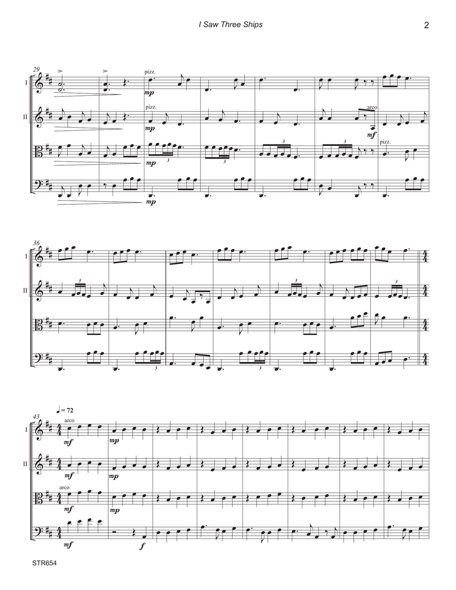 I SAW THREE SHIPS - unaccompanied STRING QUARTET (grade 3+) A Cappella scores gallery preview page 2
