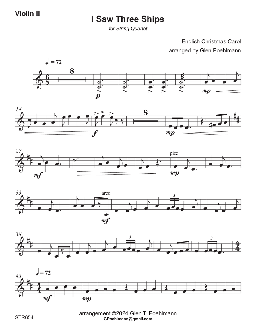 I SAW THREE SHIPS - unaccompanied STRING QUARTET (grade 3+) A Cappella scores gallery preview page 5