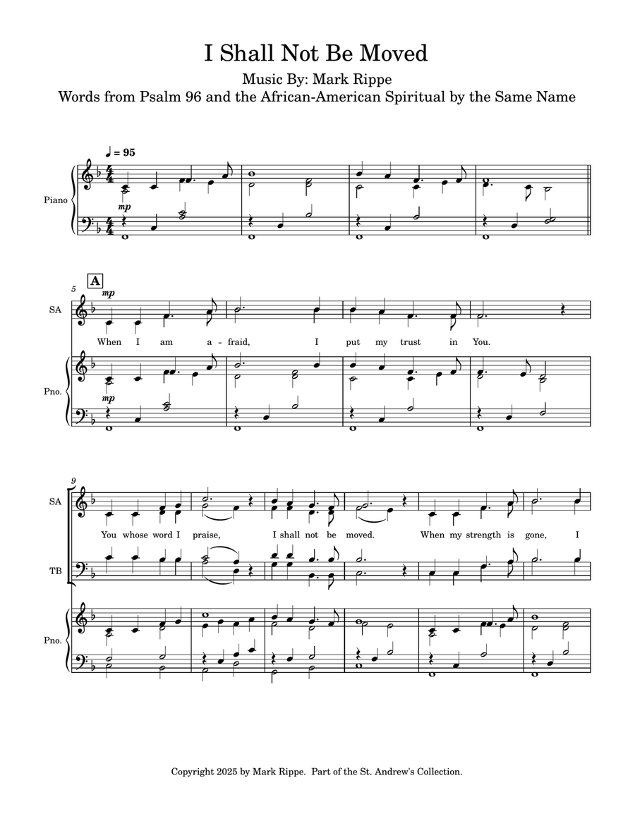 I Shall Not Be Moved (StA C00220) 4-Part scores gallery preview page 3