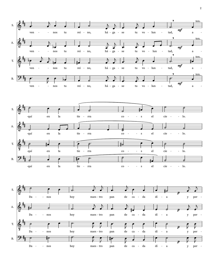Padre Nuestro Padre Nuestro 4-Part scores gallery preview page 2