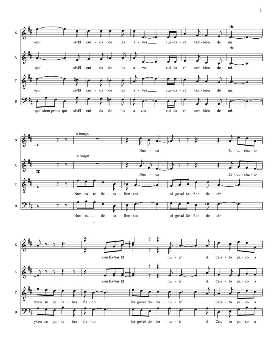 Como Podré Estar Triste (His Eye Is On The Sparrow) 4-Part scores gallery preview page 3