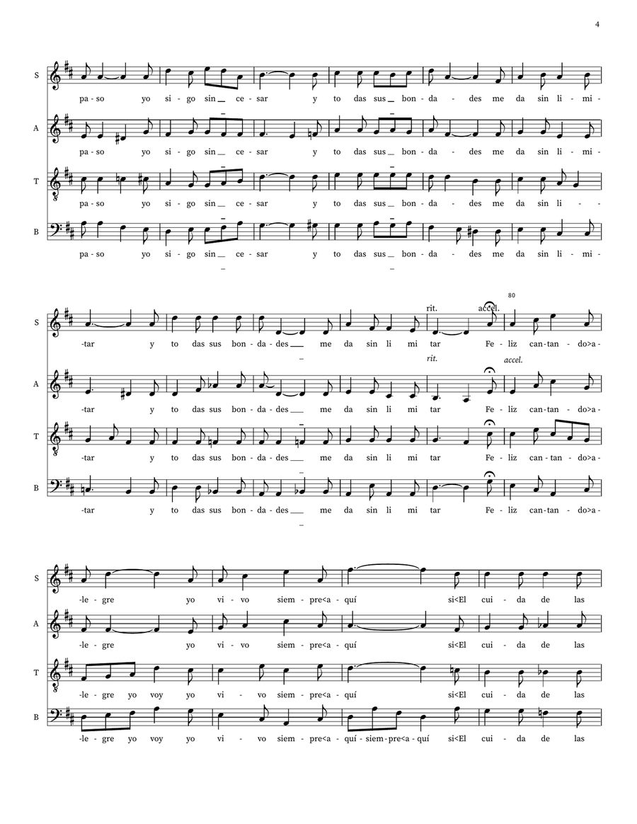 Como Podré Estar Triste (His Eye Is On The Sparrow) 4-Part scores gallery preview page 4