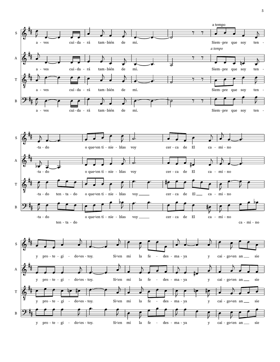 Como Podré Estar Triste (His Eye Is On The Sparrow) 4-Part scores gallery preview page 5