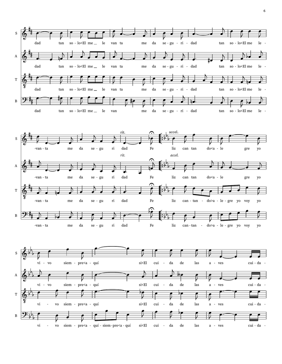Como Podré Estar Triste (His Eye Is On The Sparrow) 4-Part scores gallery preview page 6