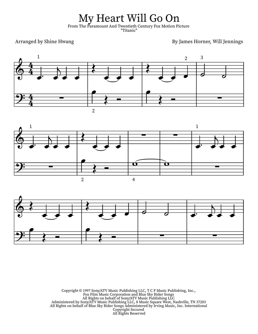 My Heart Will Go On (Love Theme From 'titanic') Easy Piano scores gallery preview page 1