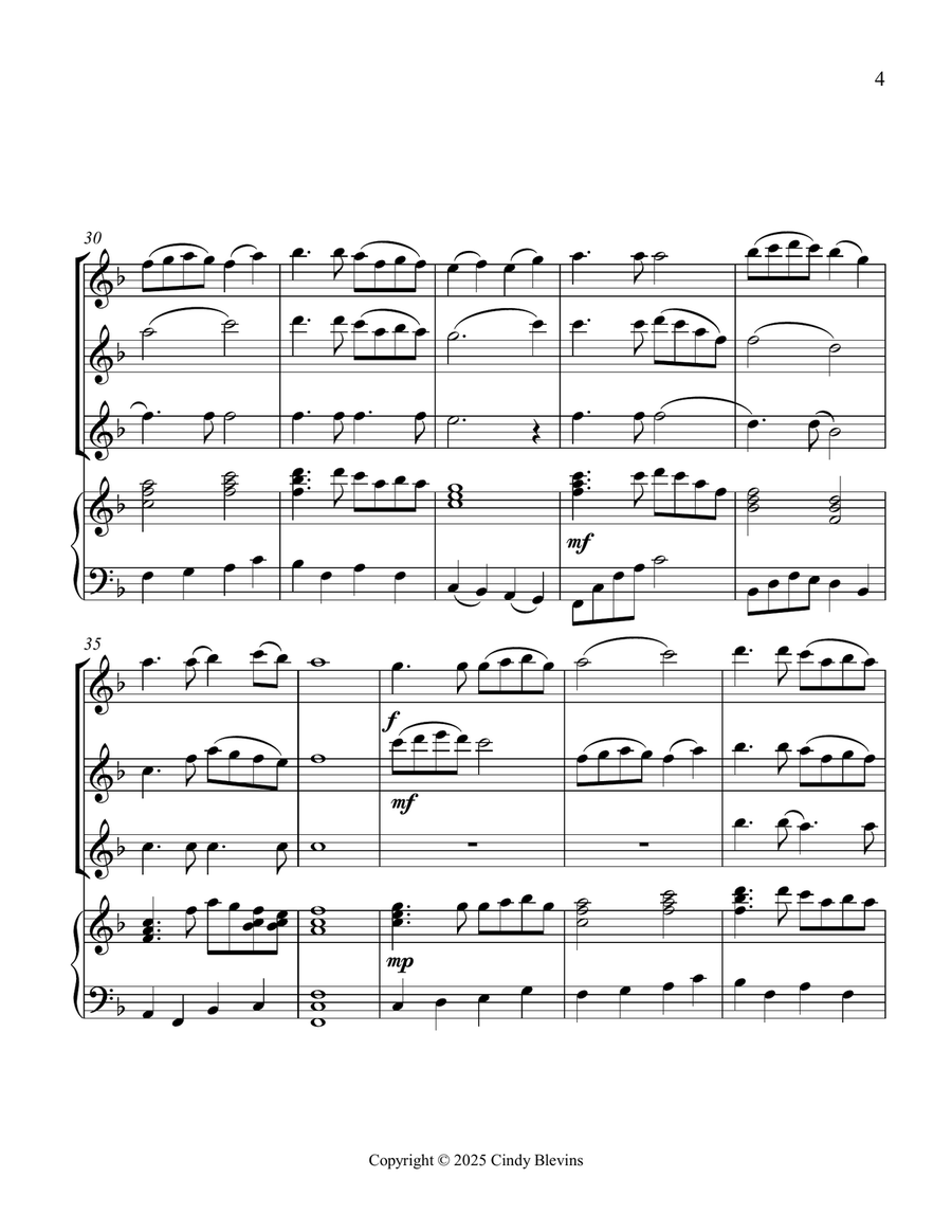 What a Friend We Have In Jesus, for Three Flutes and Piano Small Ensemble scores gallery preview page 5