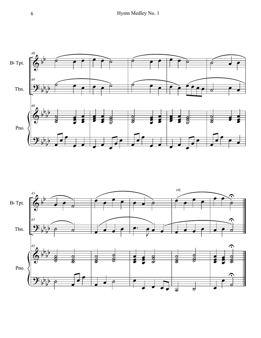 Hymn Medley No. 1 (Trumpet and Trombone Duet with Piano Accompaniment) Hymn Medley No. 1 (Trumpet and Trombone Duet with Piano Accompaniment) Brass Duet scores gallery preview page 6