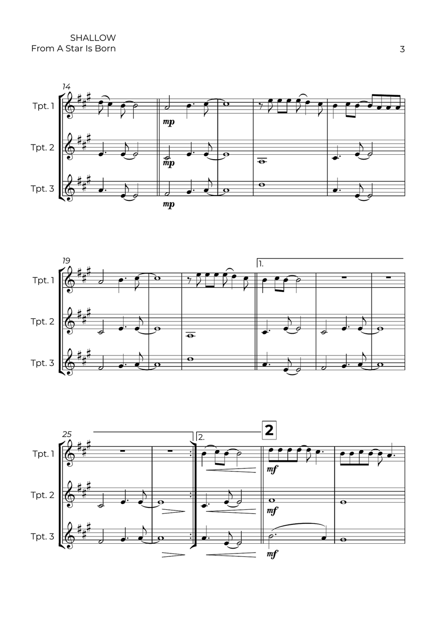 Shallow Shallow Trumpet Trio scores gallery preview page 3
