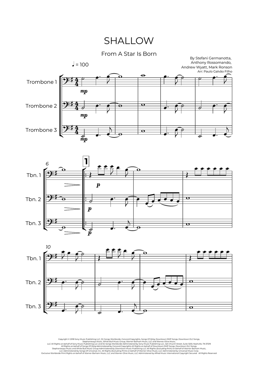 Shallow Shallow Trombone Trio scores gallery preview page 2