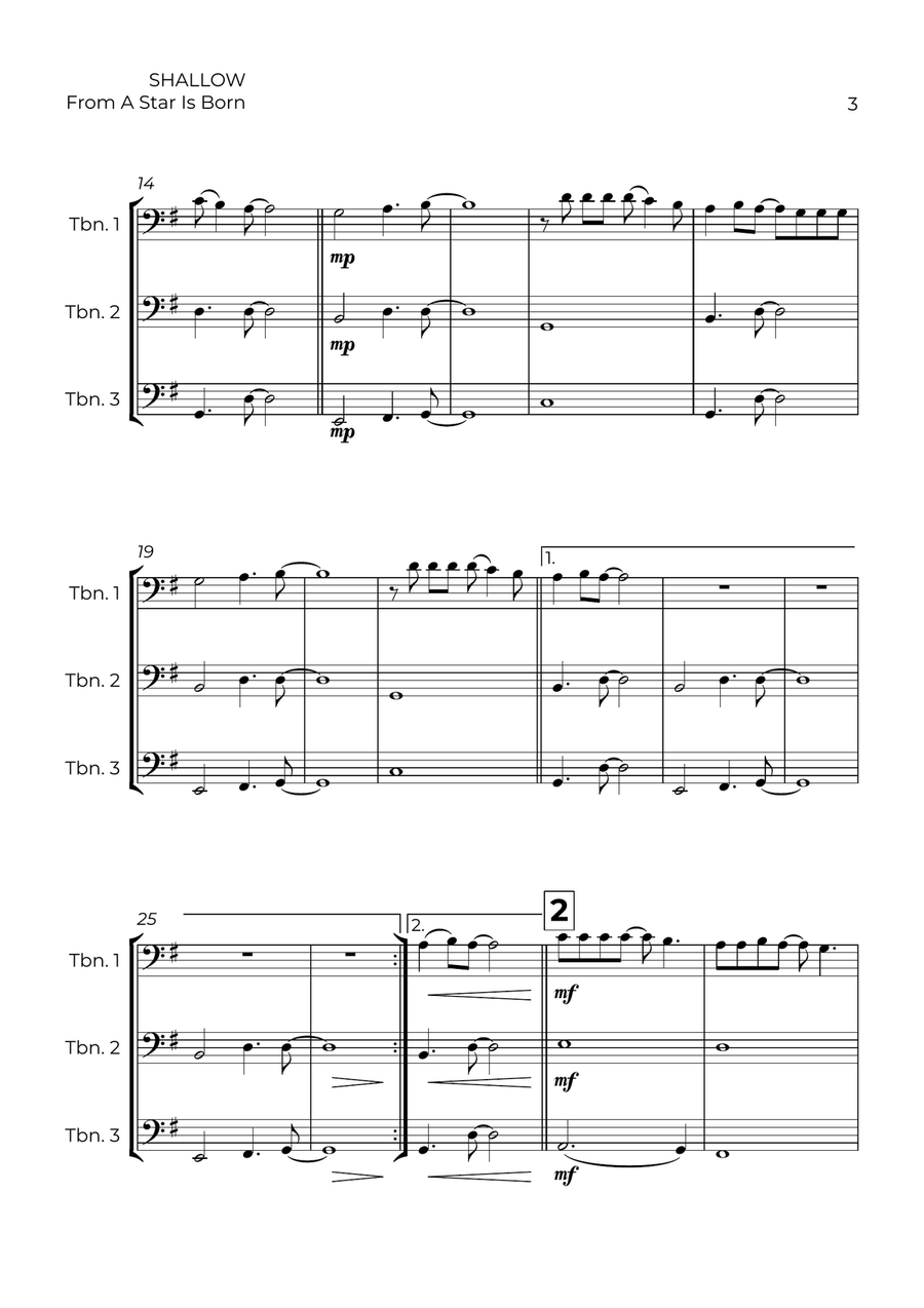 Shallow Shallow Trombone Trio scores gallery preview page 3