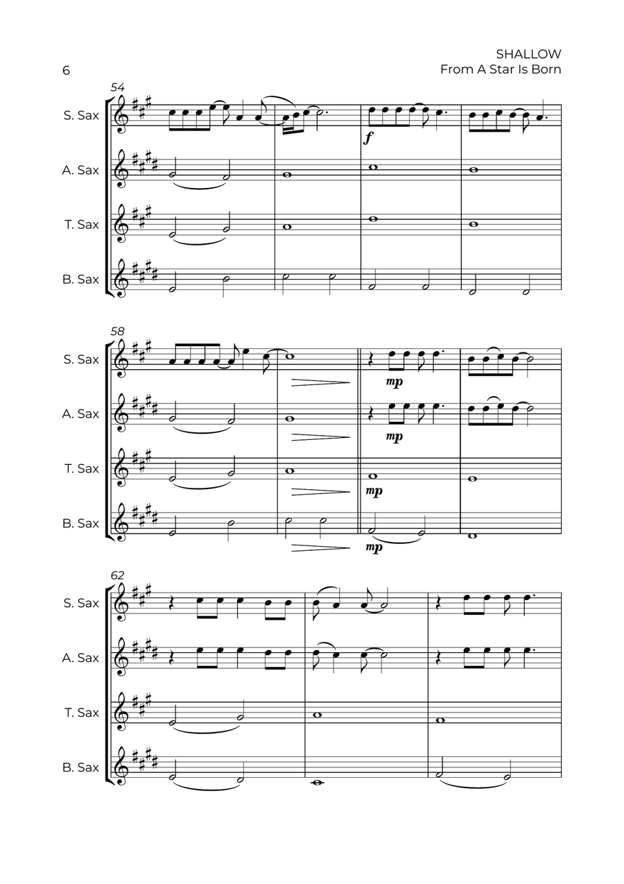 Shallow Shallow Saxophone Quartet scores gallery preview page 6