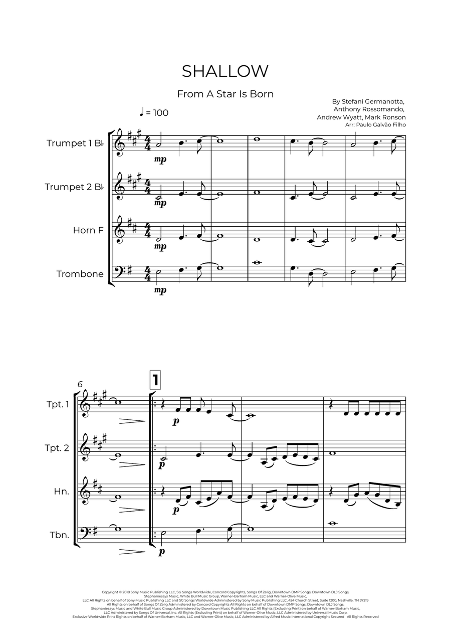 Shallow Shallow Brass Quartet scores gallery preview page 2