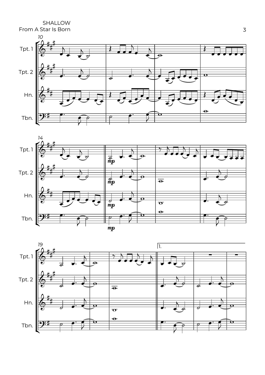 Shallow Shallow Brass Quartet scores gallery preview page 3