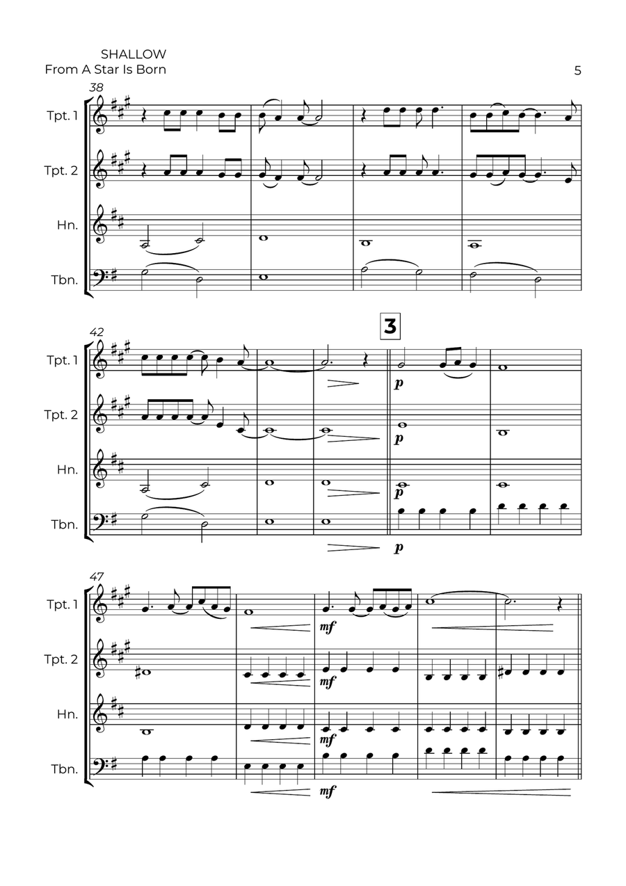 Shallow Shallow Brass Quartet scores gallery preview page 5