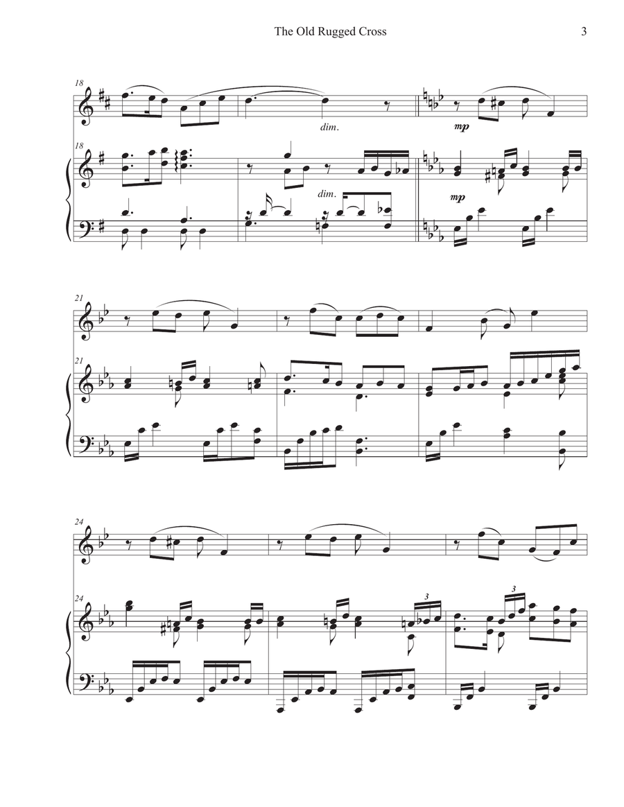 The Old Rugged Cross (French Horn-Piano) Piano scores gallery preview page 3