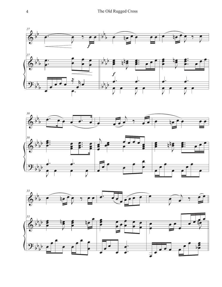The Old Rugged Cross (French Horn-Piano) Piano scores gallery preview page 4
