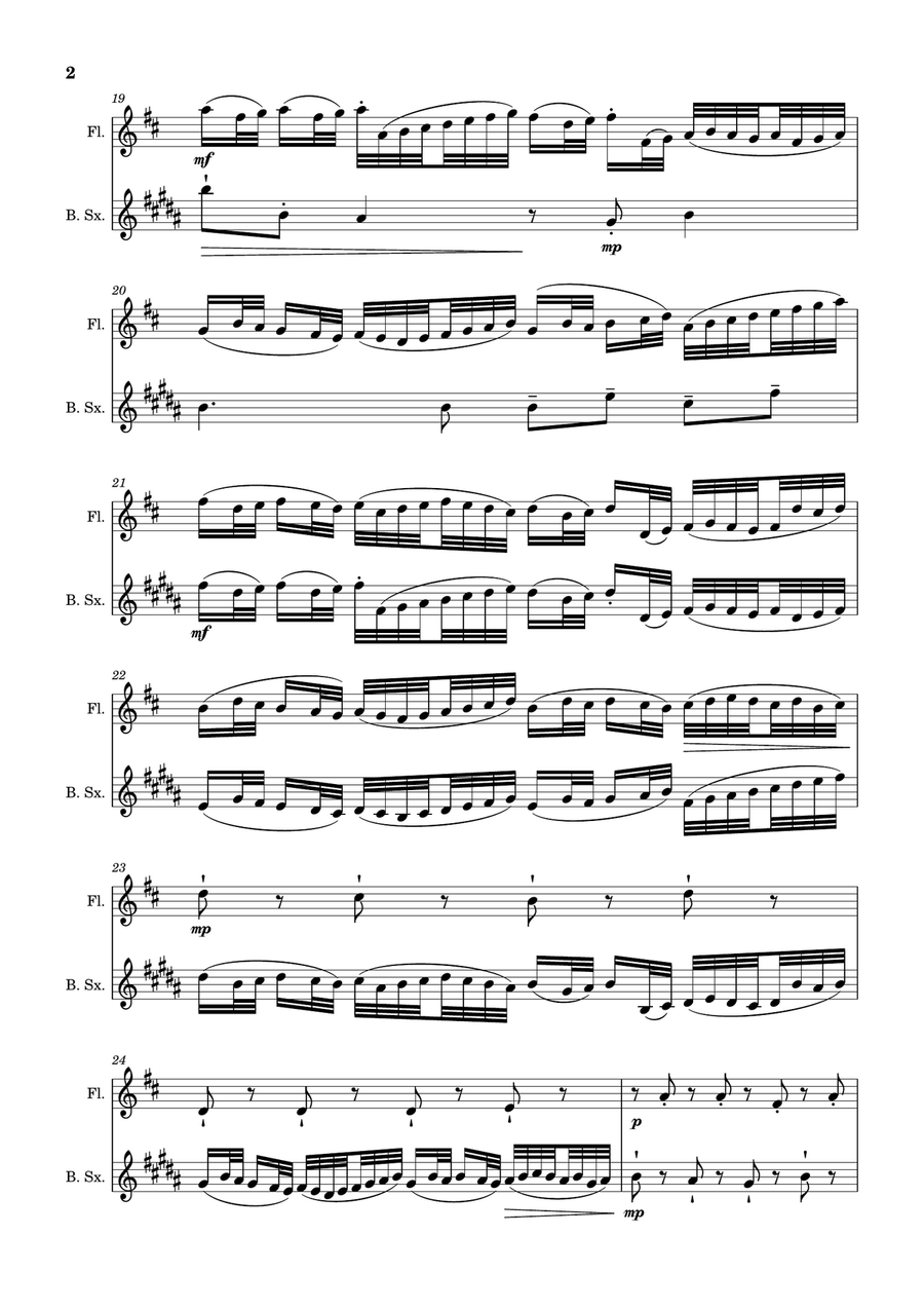 Canon in D Major, P.37; T.337. Flute and B. Sax. Woodwind Duet scores gallery preview page 2