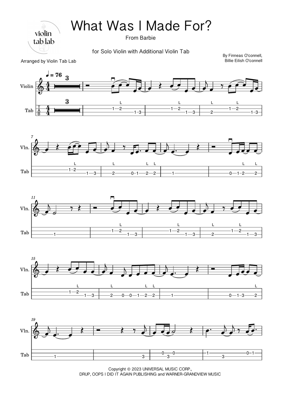 What Was I Made For? What Was I Made For? Violin Solo scores gallery preview page 1